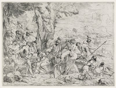 Rachel, aki elrejti a labánok bálványait vagy Lábán bálványokat keres, 1630-40 alkotó: Giovanni Benedetto Castiglione